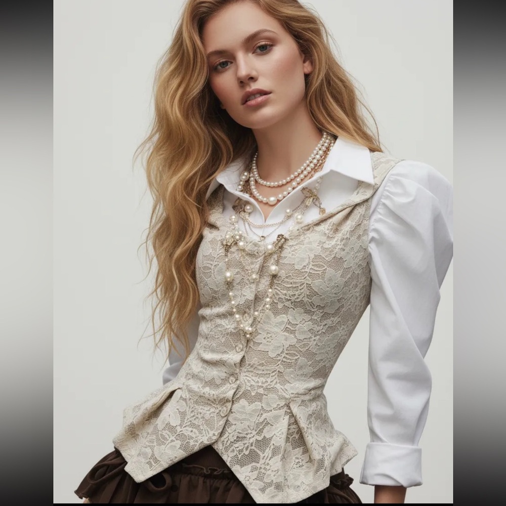 Cider LACE SWEETHEART PLEATED TWISTED TOP